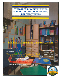 Substitute teacher job opening flyer