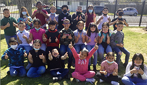 Group of students outside posing for a picture